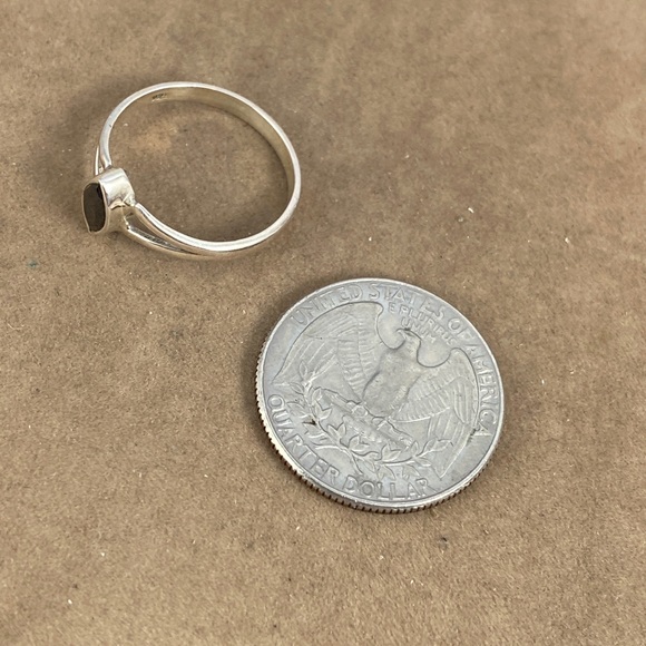 New size 8 Sterling Silver Ring with 25 Point Marque Black Sapphire - Picture 5 of 8